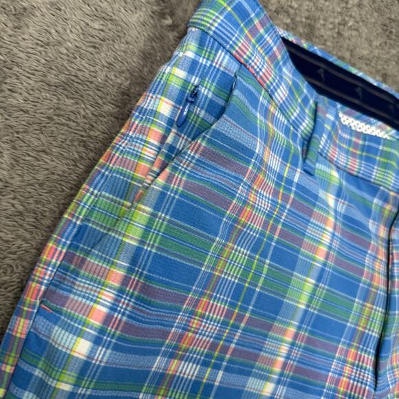 Tommy Bahama Men's Campanula Performance Shorts Blue Plaid 32 Outdoor Golf - Picture 6 of 11